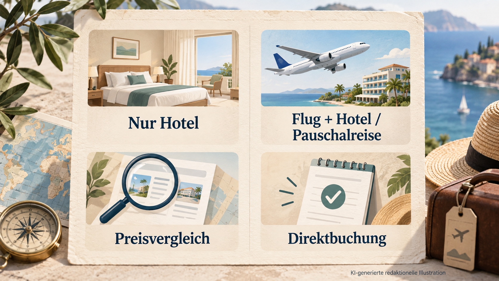 Redaktionelle Illustration zu Booking.com vs Expedia: Welche Plattform passt zu deiner Reiseplanung?